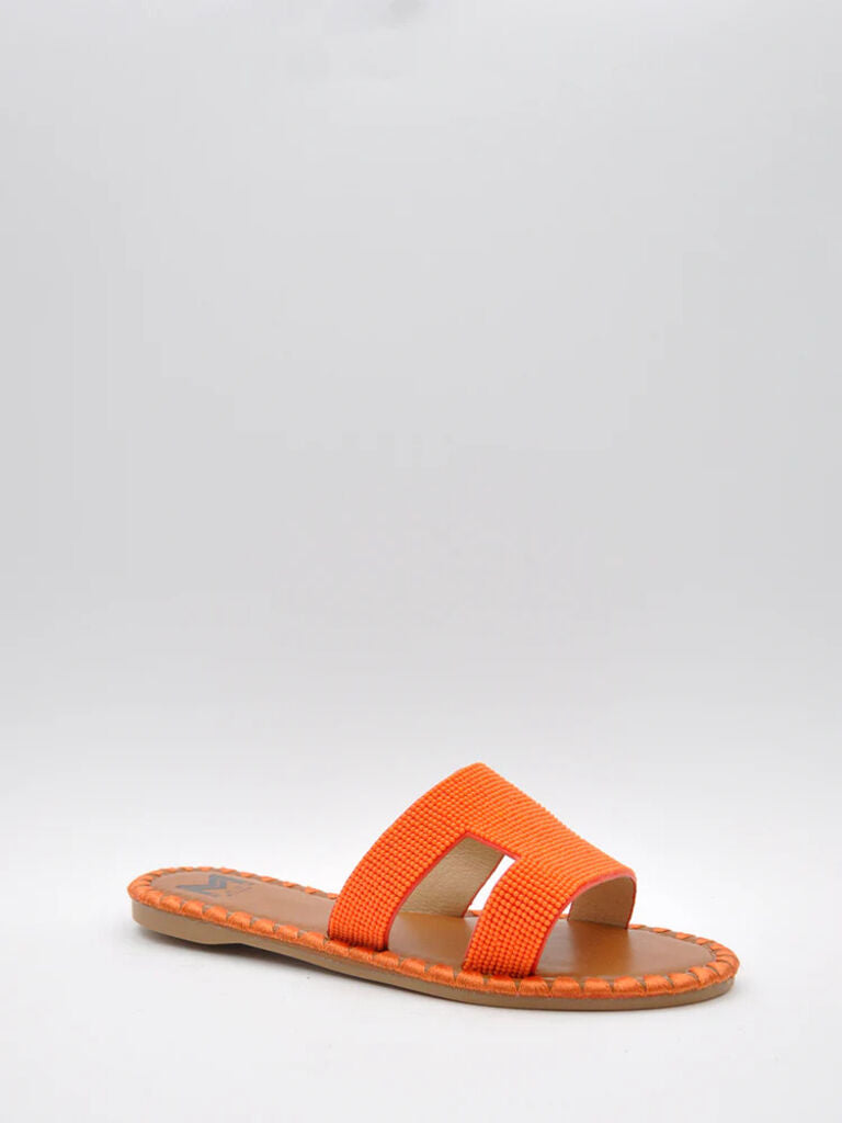 Vibrant Orange Textured Slide Sandals
