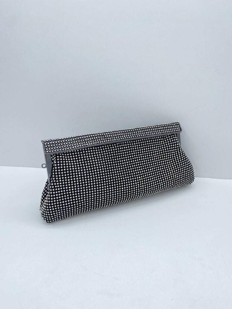 Black Studded Evening Clutch with Magnetic Closure