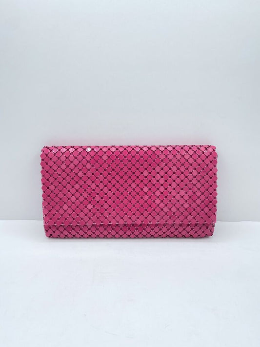 Pink Woven Clutch with Geometric Pattern
