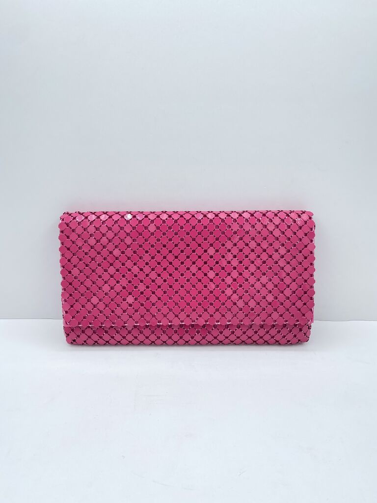 Pink Woven Clutch with Geometric Pattern
