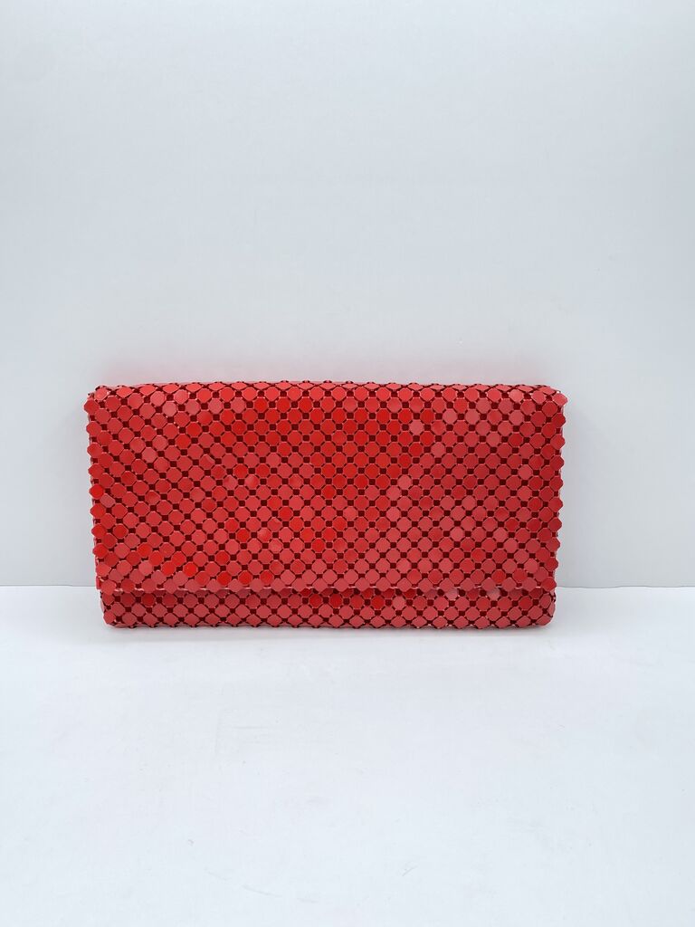 Red Geometric Clutch with Sleek Design