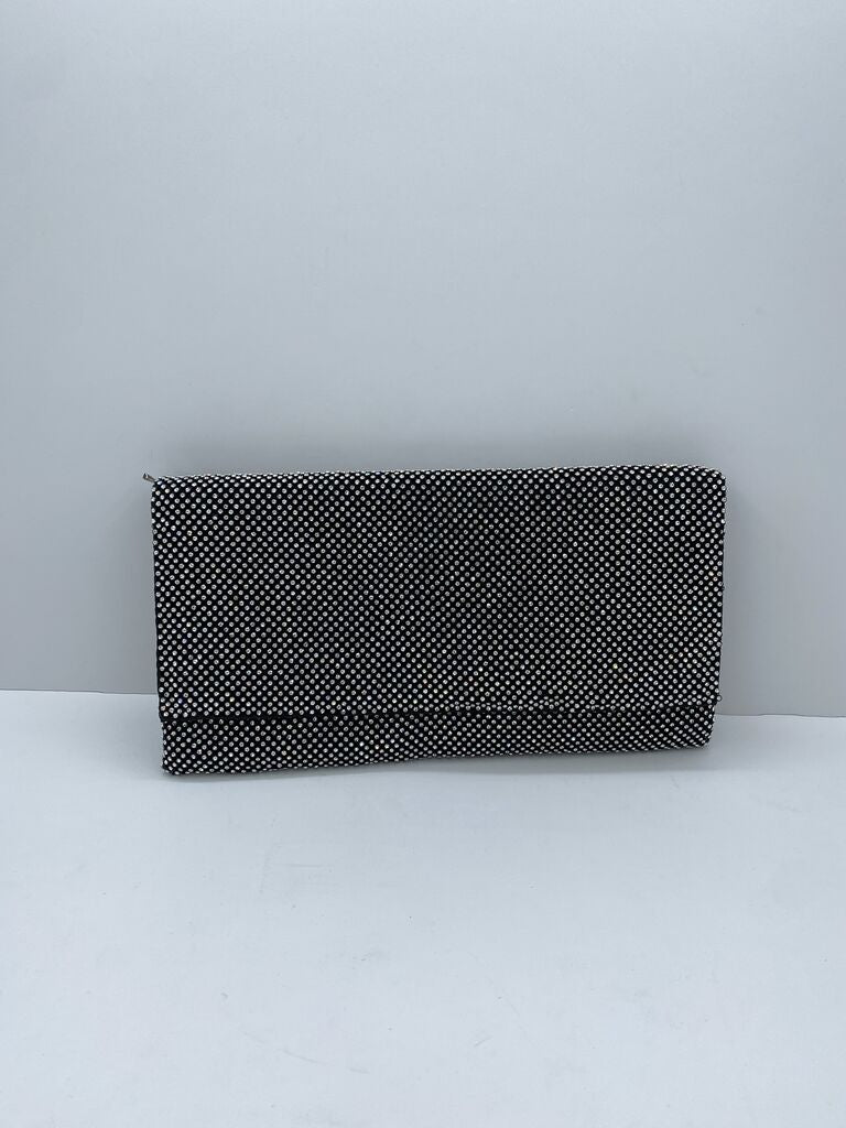 Black and White Polka Dot Clutch with Zipper Closure