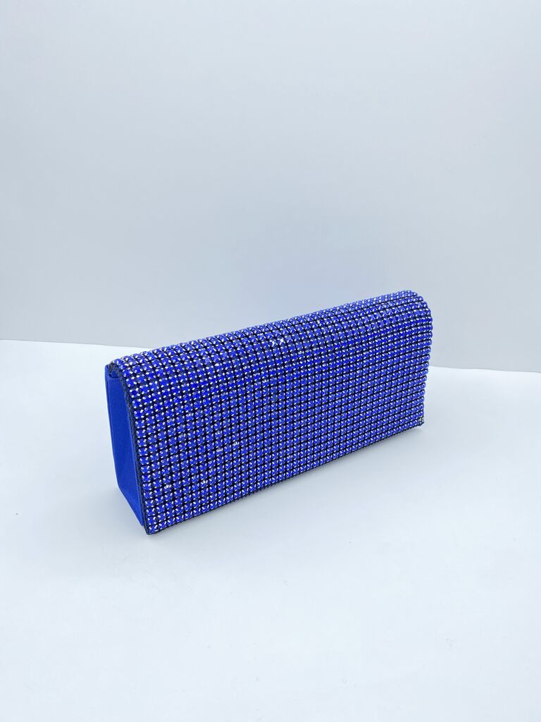 Blue Beaded Evening Clutch with Sparkling Detail