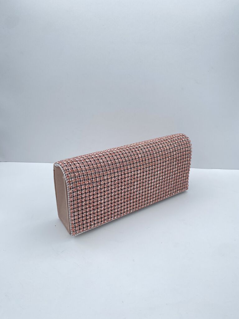 Pink Houndstooth Clutch with Structured Design