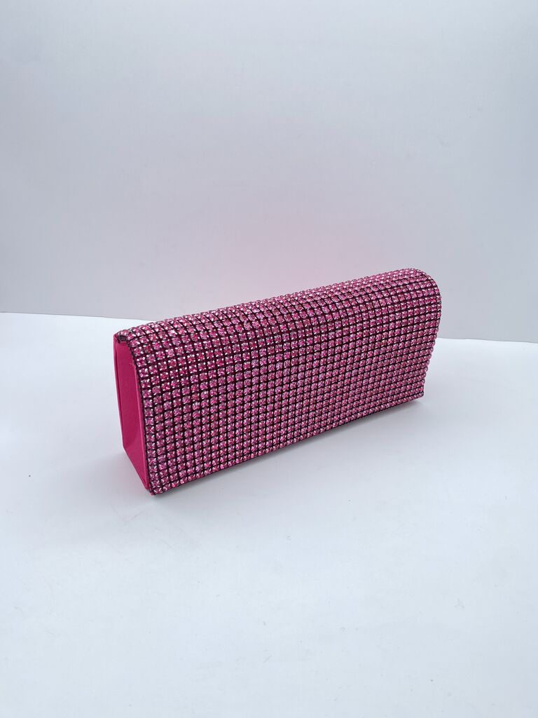 Pink Rhinestone Evening Clutch with Glamorous Sparkle