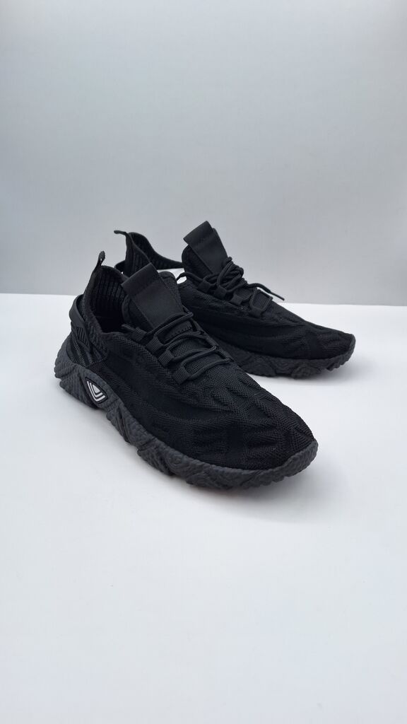 Black Mesh Athletic Sneaker with Textured Sole