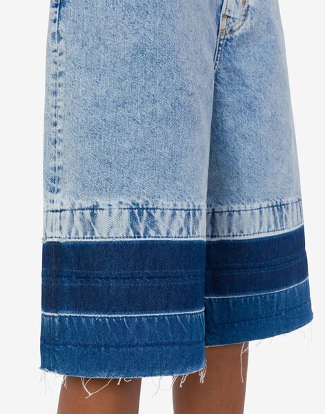 Blue Colorblock Denim Bermuda Shorts