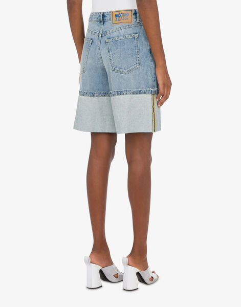 Blue Denim Two-Tone Bermuda Shorts