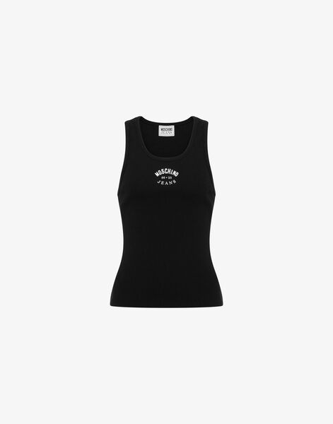 Black Logo Ribbed Tank Top