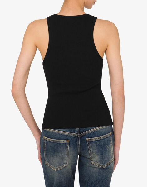 Black Logo Ribbed Tank Top
