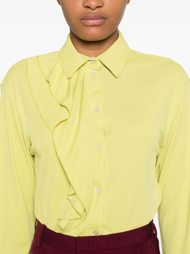 Lime Ruffle Detail Long Sleeve Blouse