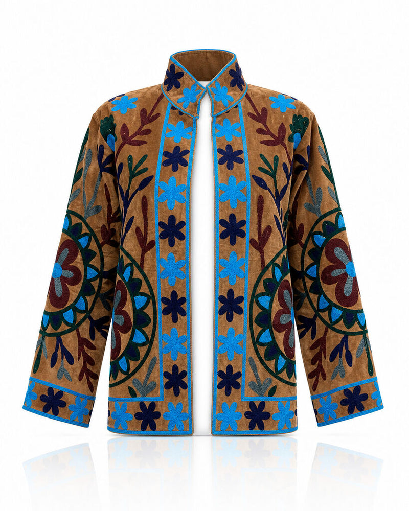 Jacket - CAMEL/BLUE