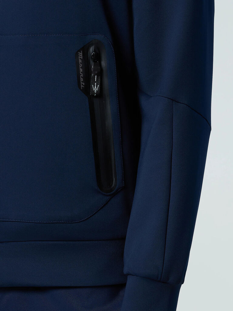 Navy Zipper-Hooded Jacket with Pockets