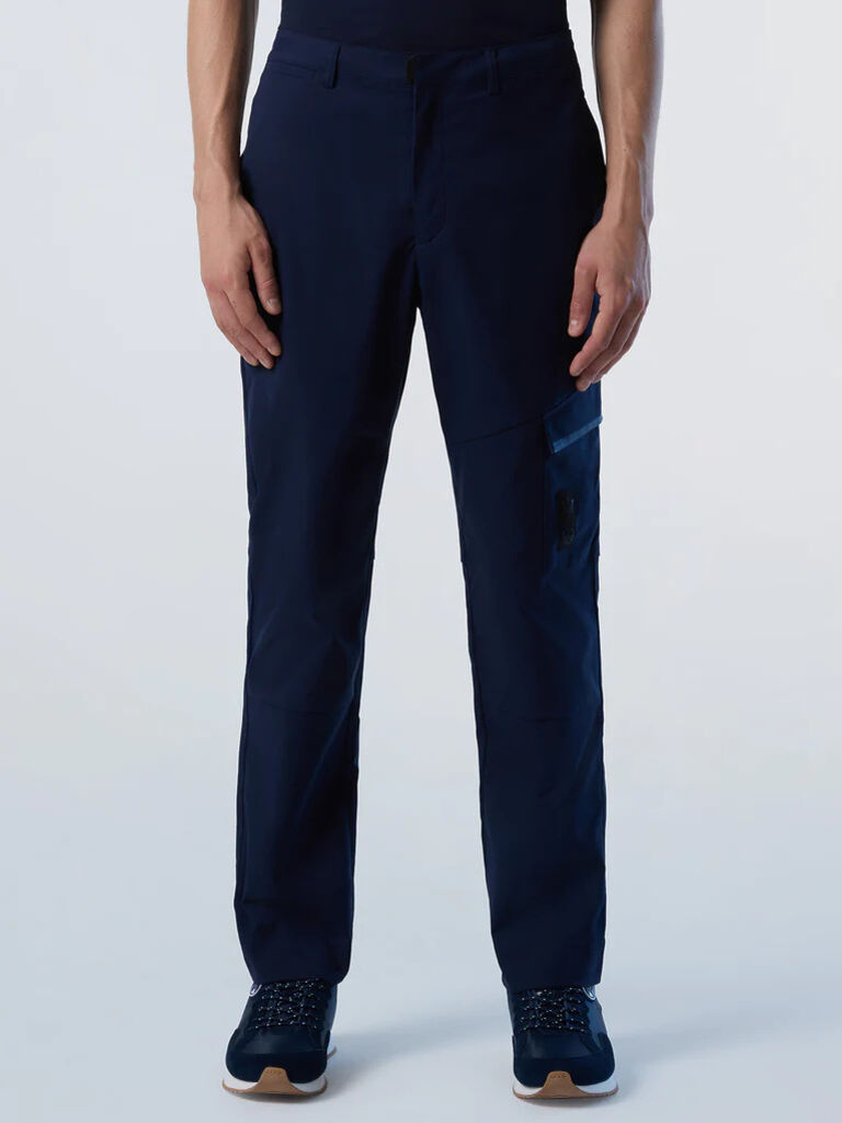 Navy Cotton Cargo Trousers with Pocket Detail