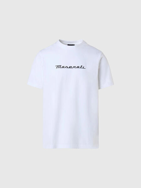 White Cotton T-shirt with Logo Detail
