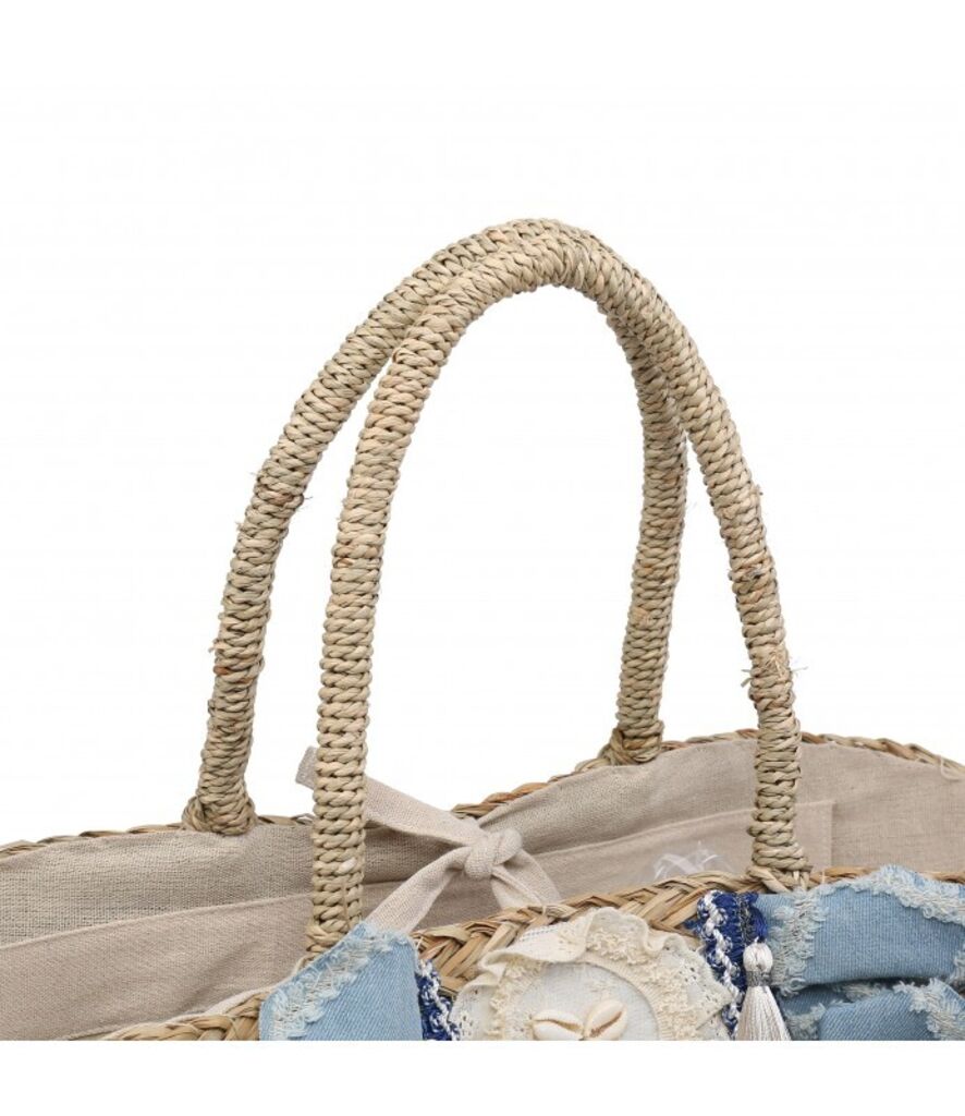 Natural Woven Straw Tote with Tassel Accents