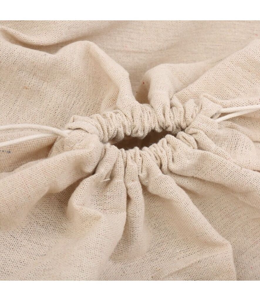 Beige Woven Basket Bag with Denim Accents