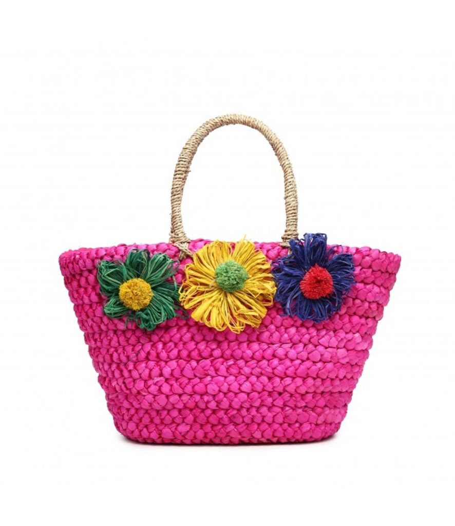 Vibrant Woven Tote with Bold Floral Accents