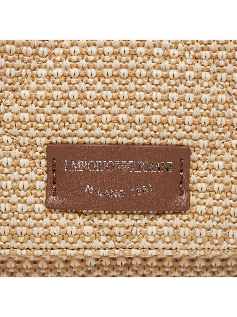 Beige Woven Crossbody Bag with Adjustable Strap