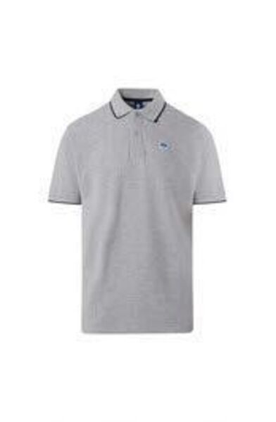 Gray Polo Shirt with Contrast Trim