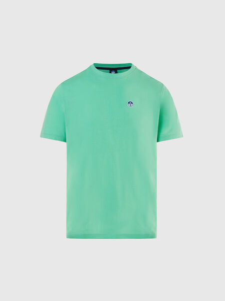 Mint Cotton Tee with Logo Detail