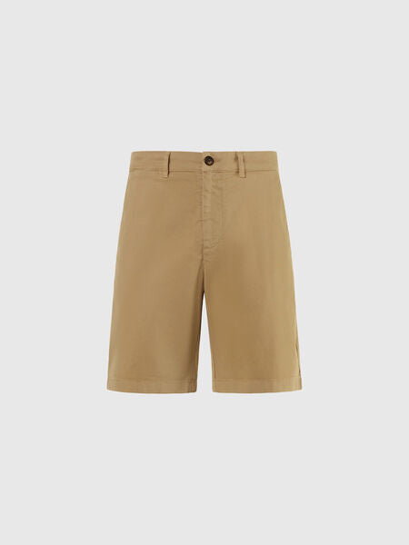 Khaki Tailored Shorts with Button Closure