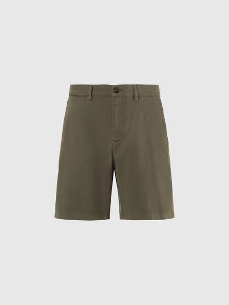 Olive Tailored Shorts with Button Closure