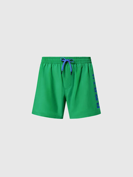 Green Nylon Swim Shorts with Logo Detail