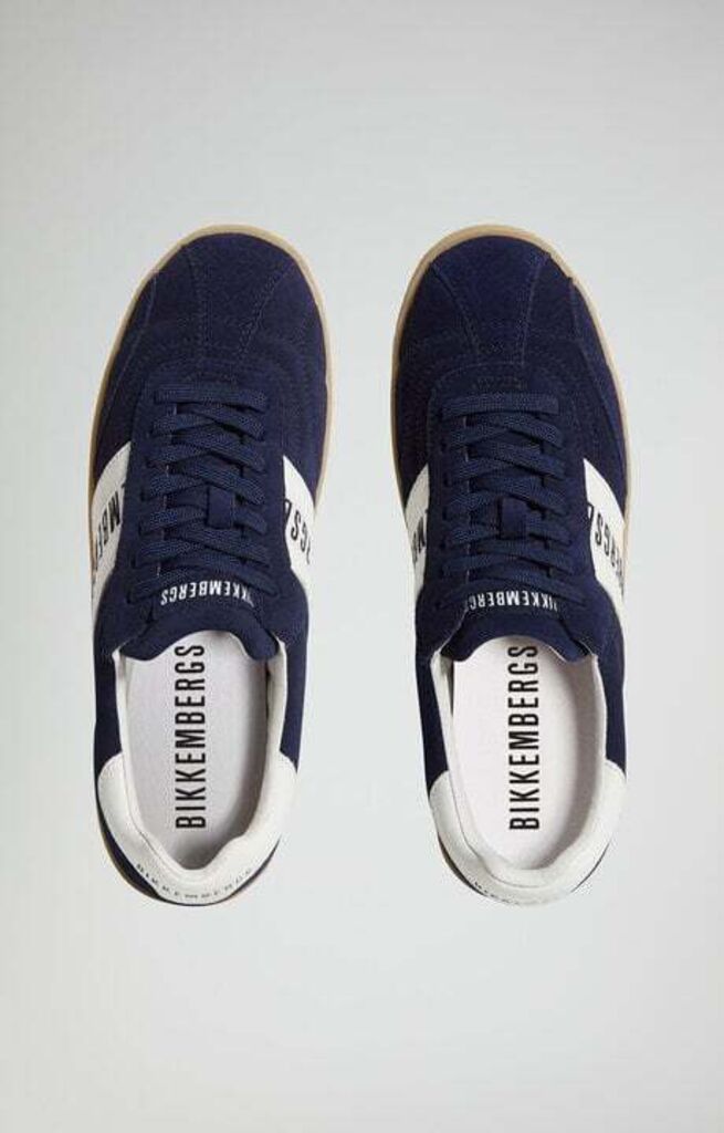 Navy Suede Sneakers with Contrast Band