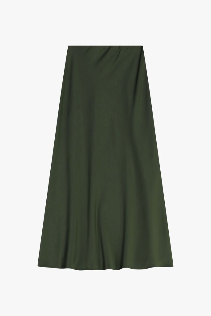 Olive A-Line Skirt with Flowing Silhouette