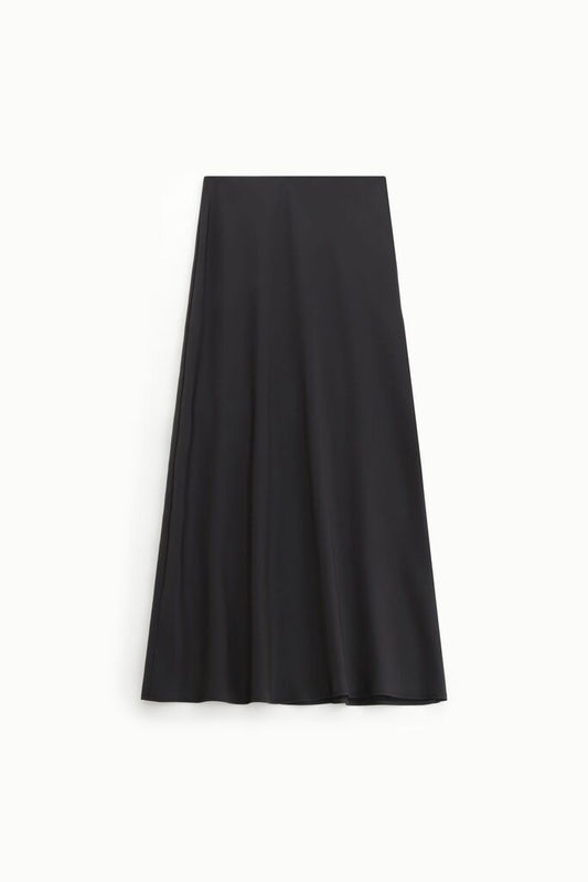 Black Flared Midi Skirt