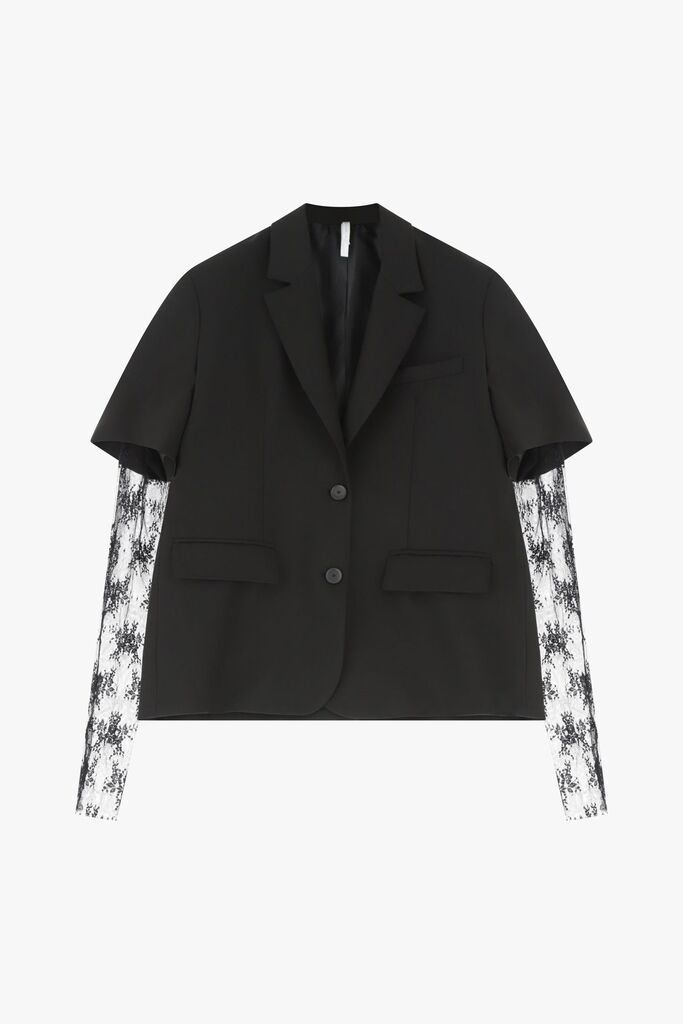 Black Blazer with Lace Sleeves