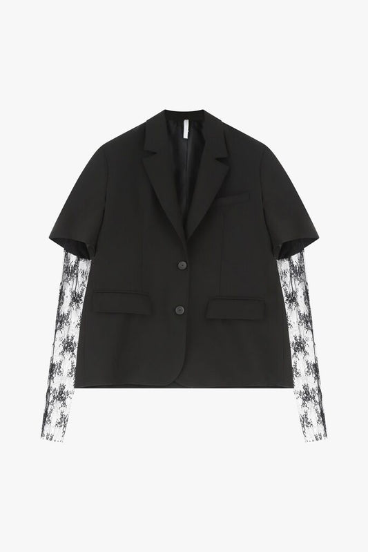 Black Blazer with Lace Sleeves
