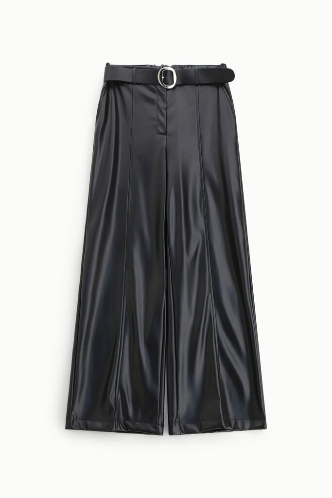 Black Glossy Culottes with Belt