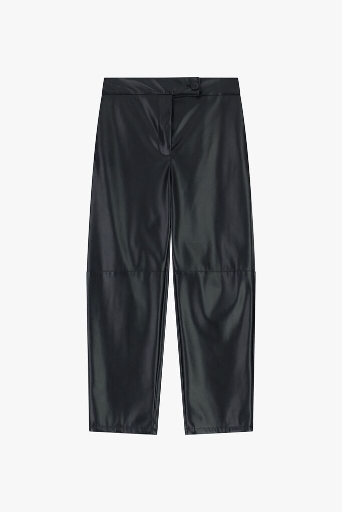 Black Glossy Wide-Leg Trousers