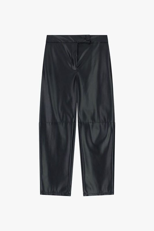 Black Glossy Wide-Leg Trousers