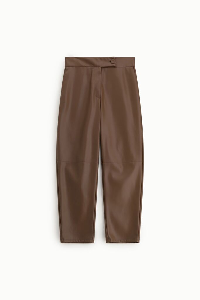 Brown Faux Leather Cropped Pants