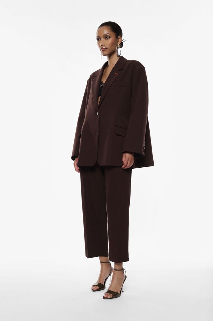 Chocolate Pleated Wide-Leg Trousers
