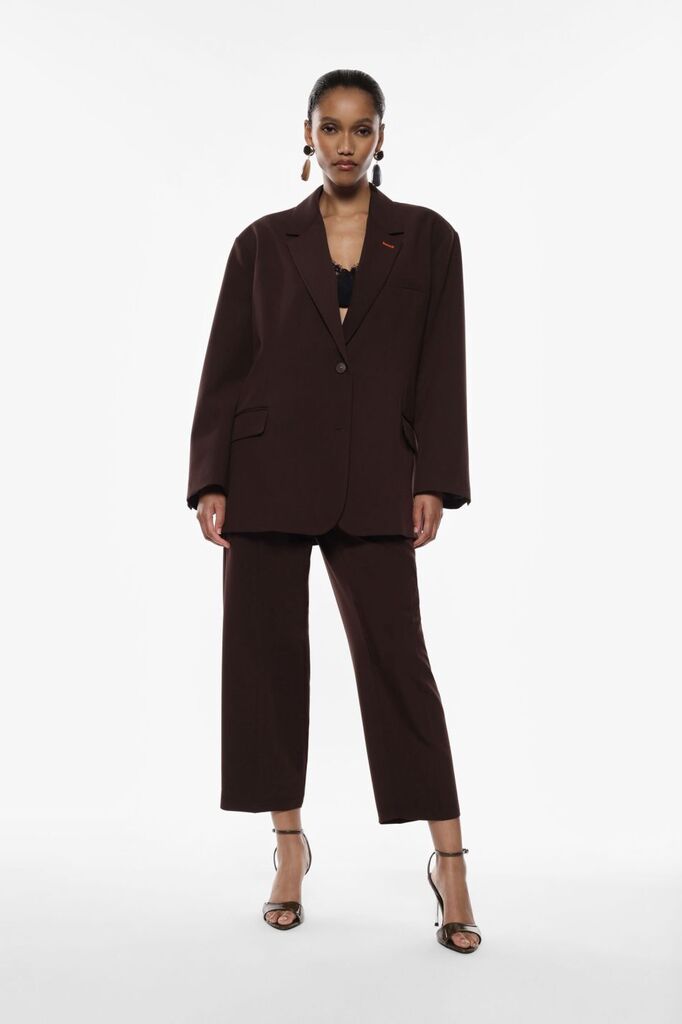 Chocolate Pleated Wide-Leg Trousers