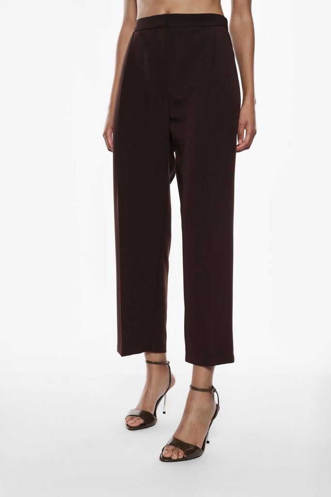 Chocolate Pleated Wide-Leg Trousers
