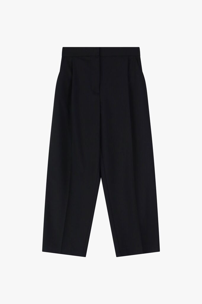 Black Wide-Leg Cropped Trousers
