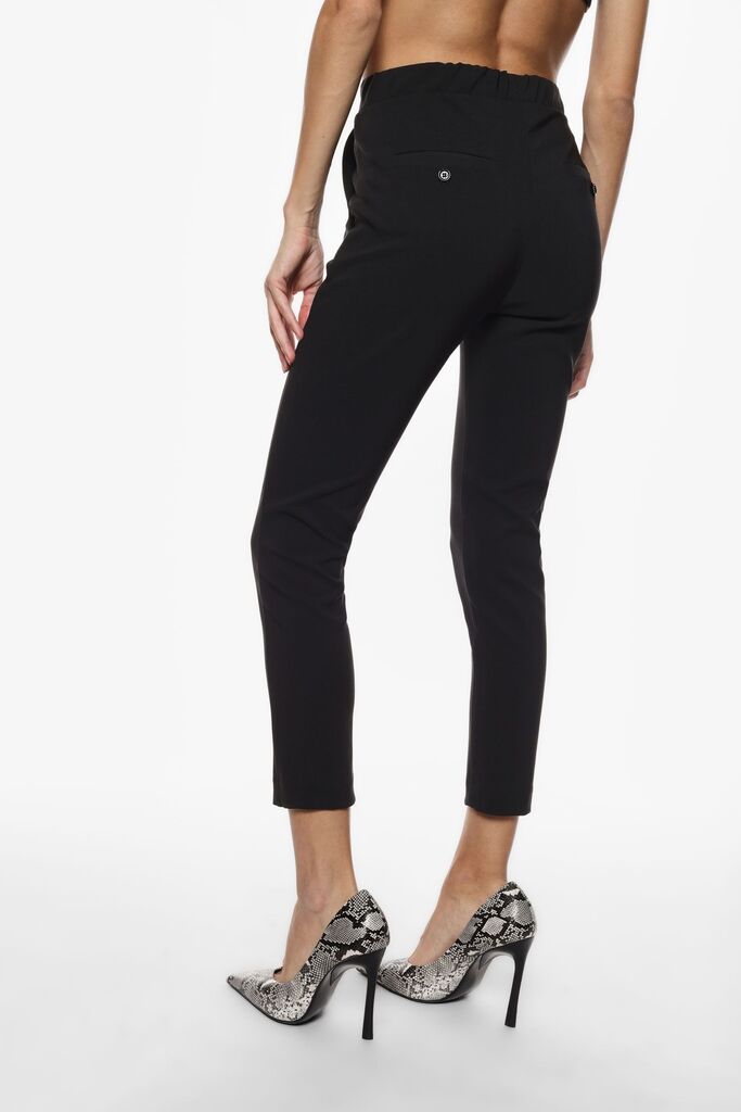 Black Tailored Trousers with Elastic Waist