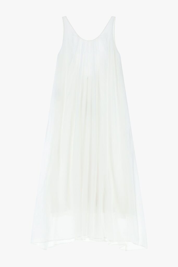 Cream Flowy Dress with Sleeveless Design