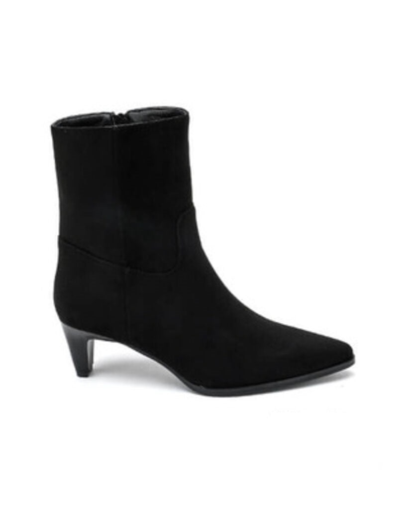 Black Suede Ankle Boots with Kitten Heel