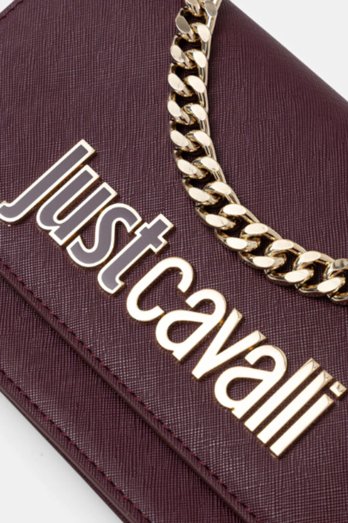 Burgundy Logo Leather Chain Crossbody Bag