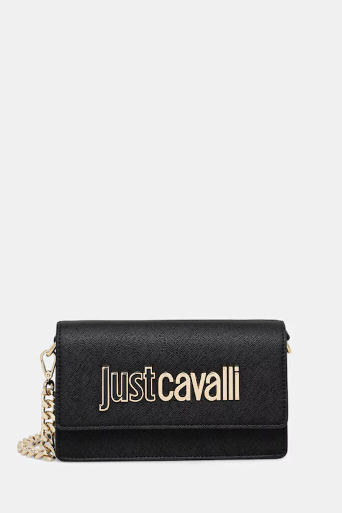Black Saffiano Crossbody Bag with Chain Strap