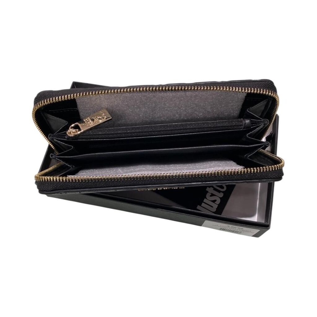 Black Embossed Wallet with Logo Detail