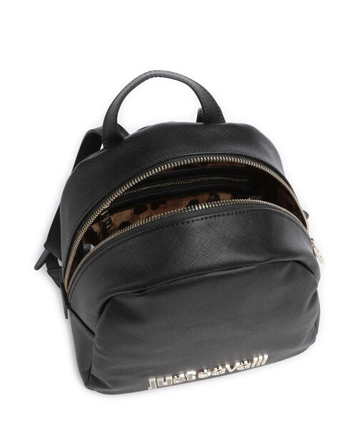Black Logo Backpack with Zipper Closure