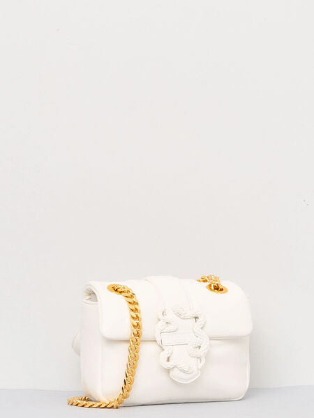 White Quilted Crossbody Bag with Gold Chain