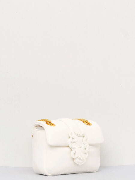 White Quilted Crossbody Bag with Gold Chain